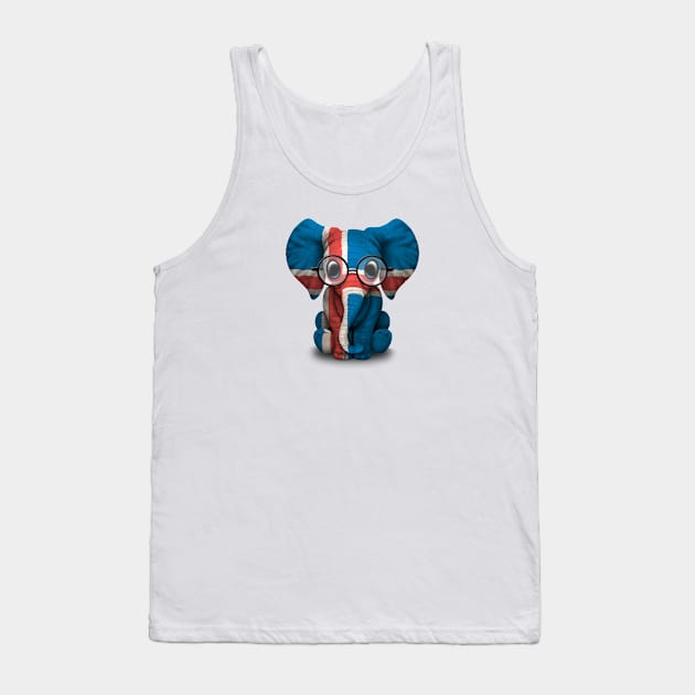 Baby Elephant with Glasses and Icelandic Flag Tank Top by jeffbartels